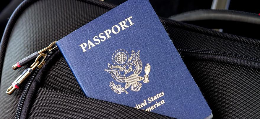 Passport in backpack