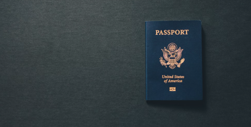 U.S. Passport on blue background